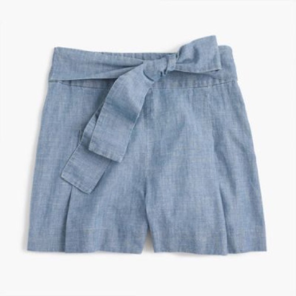 J. Crew Light Blue Tie-Waist Linen Blend Shorts